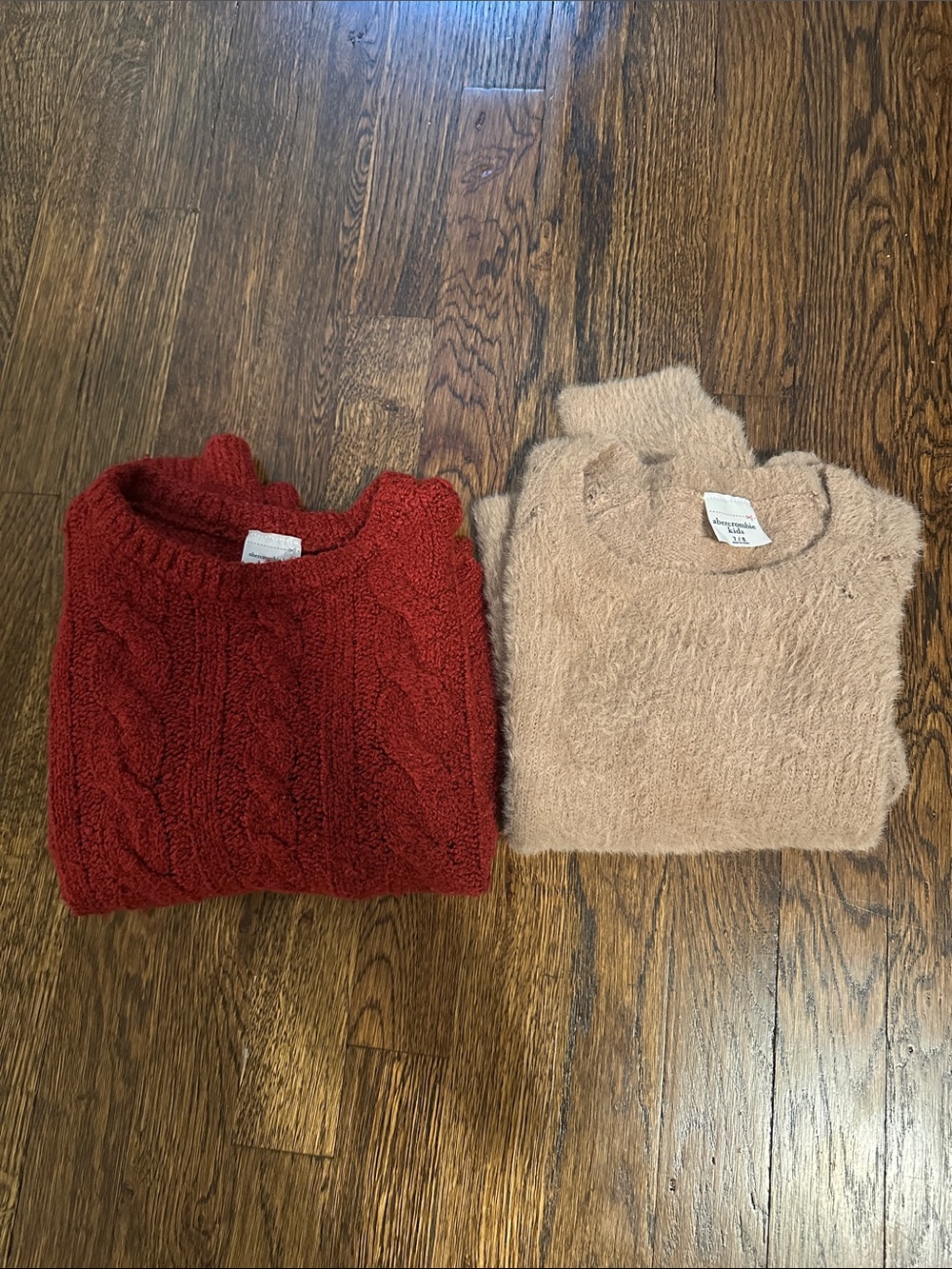 abercrombie kids Cable Knit Crewneck Sweater - Red & Beige